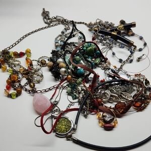 Assorted Women's Acrylic Beaded Necklace Tangled Bundle